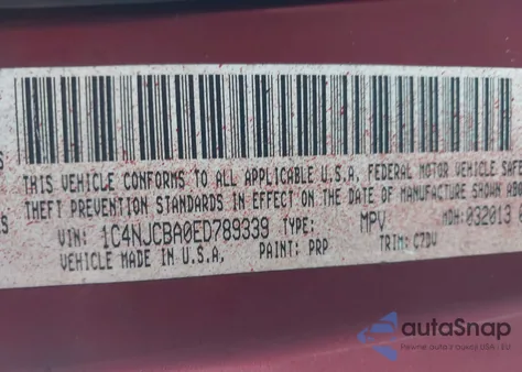 2014 Jeep Compass Sport z USA, uszkodzony, nr VIN 1C4NJCBA0ED789339